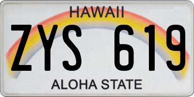 HI license plate ZYS619