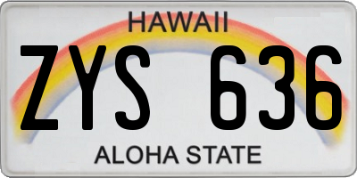 HI license plate ZYS636