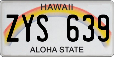 HI license plate ZYS639