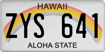 HI license plate ZYS641