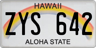 HI license plate ZYS642
