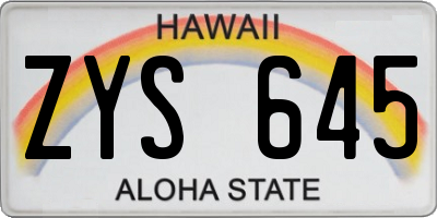 HI license plate ZYS645
