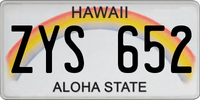 HI license plate ZYS652