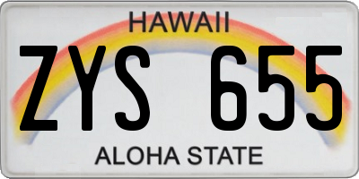 HI license plate ZYS655