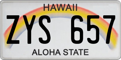 HI license plate ZYS657