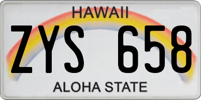 HI license plate ZYS658