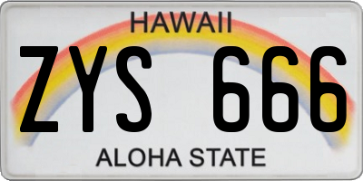 HI license plate ZYS666