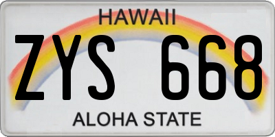 HI license plate ZYS668
