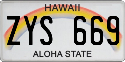 HI license plate ZYS669