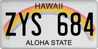 HI license plate ZYS684