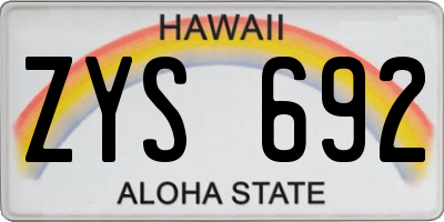 HI license plate ZYS692