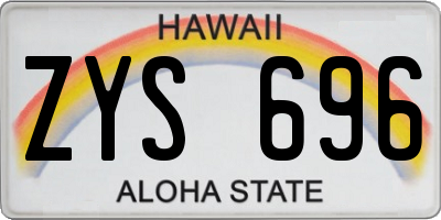 HI license plate ZYS696