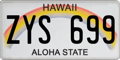 HI license plate ZYS699