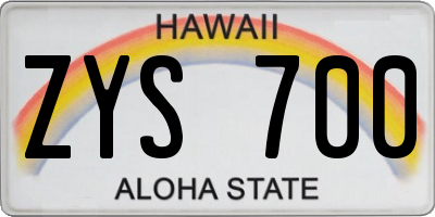 HI license plate ZYS700