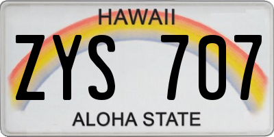 HI license plate ZYS707