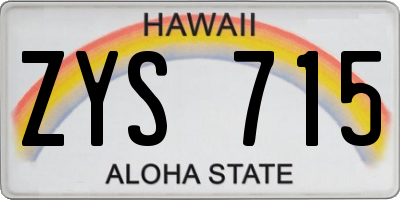 HI license plate ZYS715