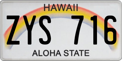 HI license plate ZYS716