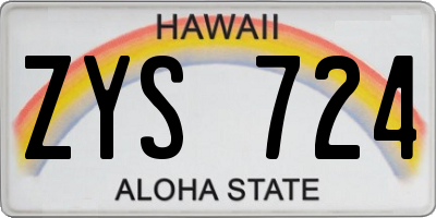 HI license plate ZYS724