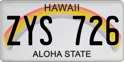 HI license plate ZYS726