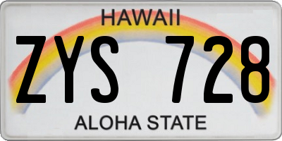 HI license plate ZYS728
