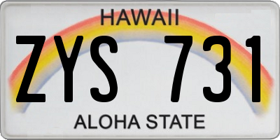 HI license plate ZYS731