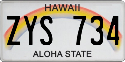 HI license plate ZYS734