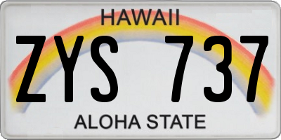 HI license plate ZYS737