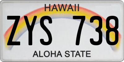 HI license plate ZYS738