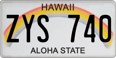 HI license plate ZYS740