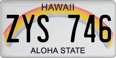 HI license plate ZYS746