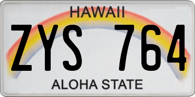HI license plate ZYS764