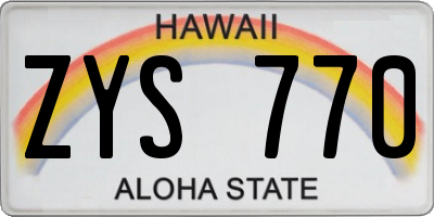 HI license plate ZYS770