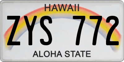 HI license plate ZYS772