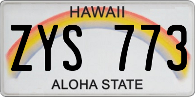 HI license plate ZYS773