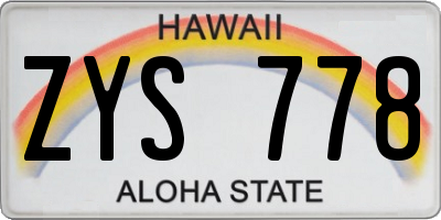 HI license plate ZYS778