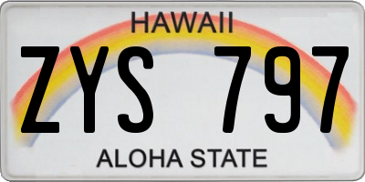 HI license plate ZYS797