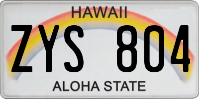 HI license plate ZYS804
