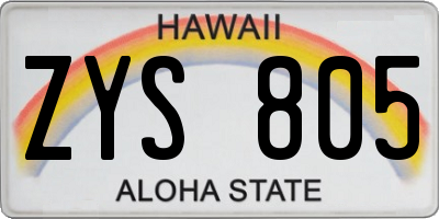 HI license plate ZYS805