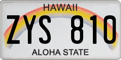 HI license plate ZYS810