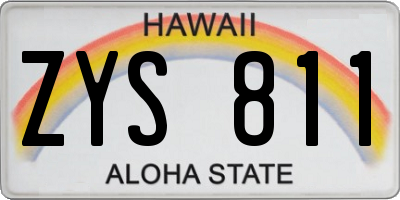 HI license plate ZYS811