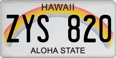HI license plate ZYS820