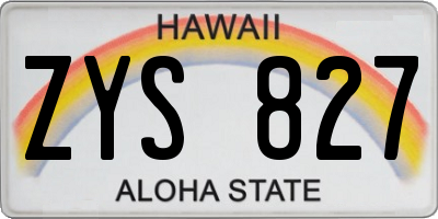 HI license plate ZYS827
