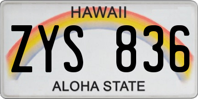 HI license plate ZYS836