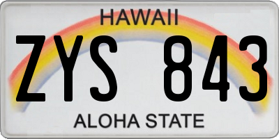 HI license plate ZYS843
