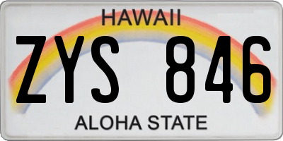 HI license plate ZYS846