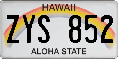 HI license plate ZYS852
