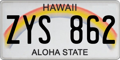 HI license plate ZYS862