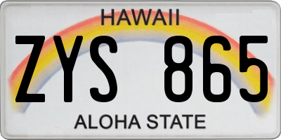 HI license plate ZYS865