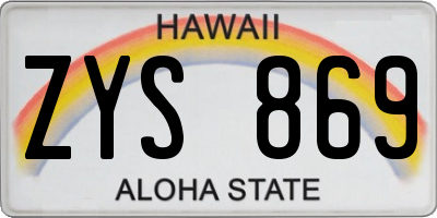HI license plate ZYS869