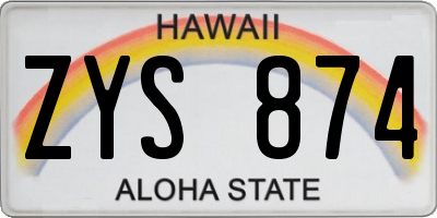 HI license plate ZYS874